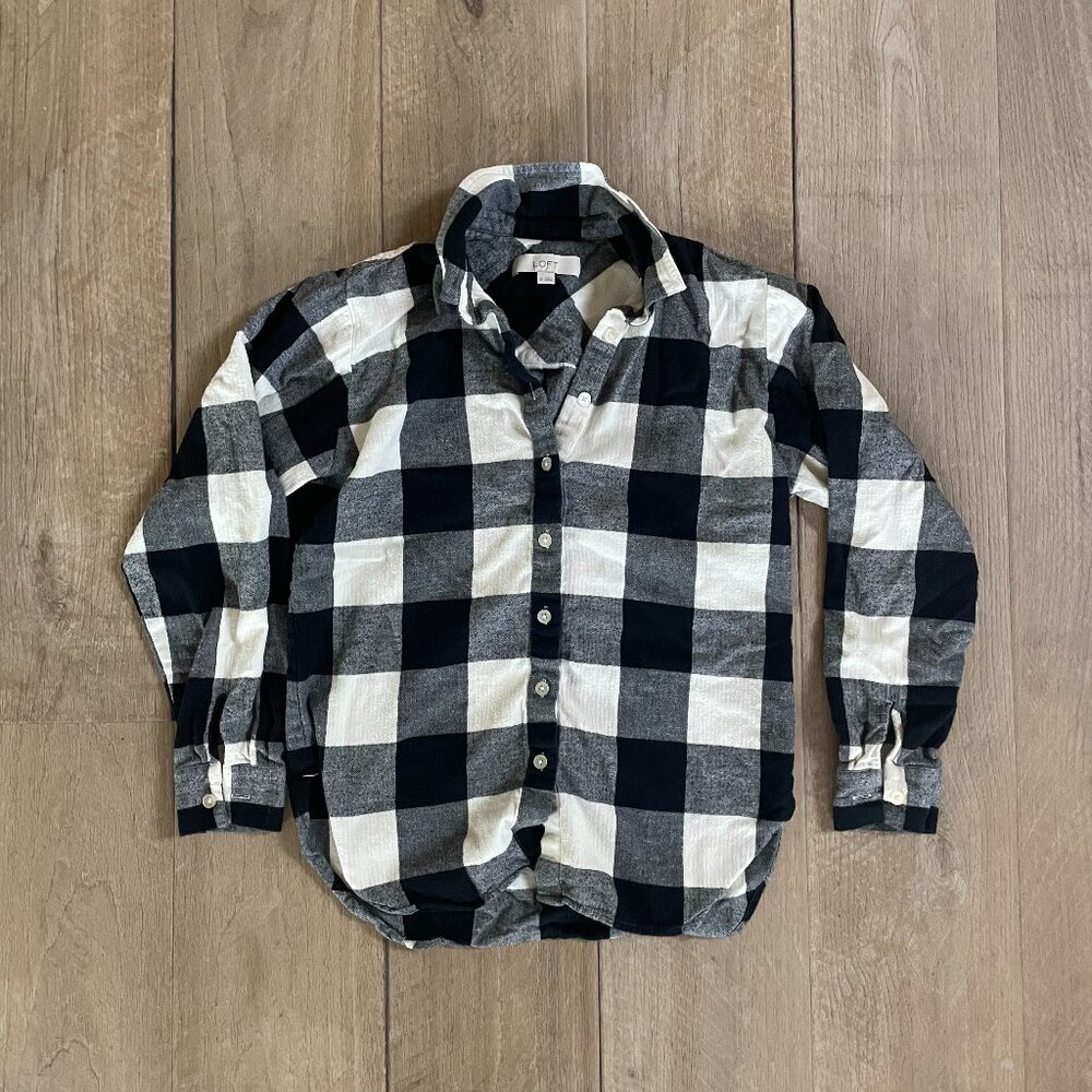 Loft Black and White Checkered Flannel